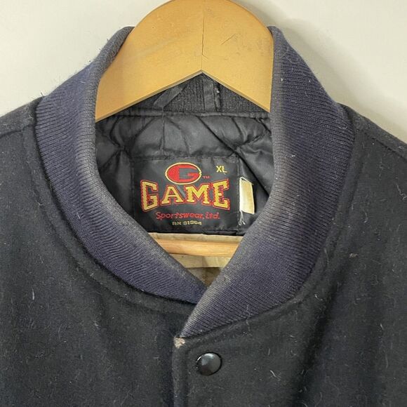 VTG 80s Varsity Letterman Wool/Leather Bomber Jacket Floor Sanding Trade Men XL - Picture 8 of 14